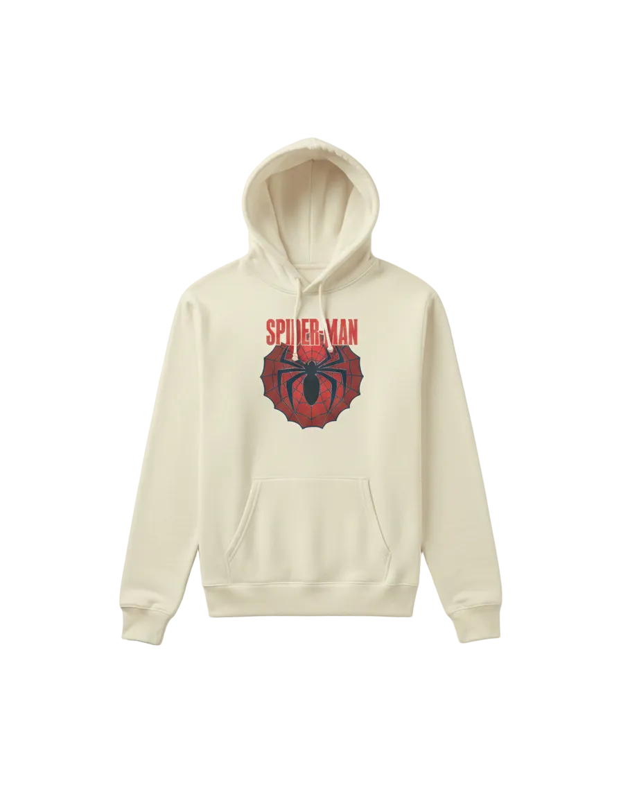 Spiderman Beige Oversized Hoodie - Drop shoulders