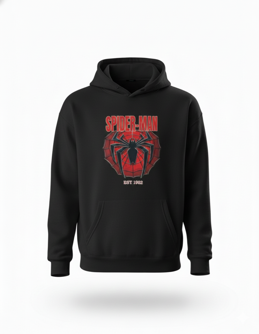 Spiderman Black Oversized Hoodie - Drop shoulders
