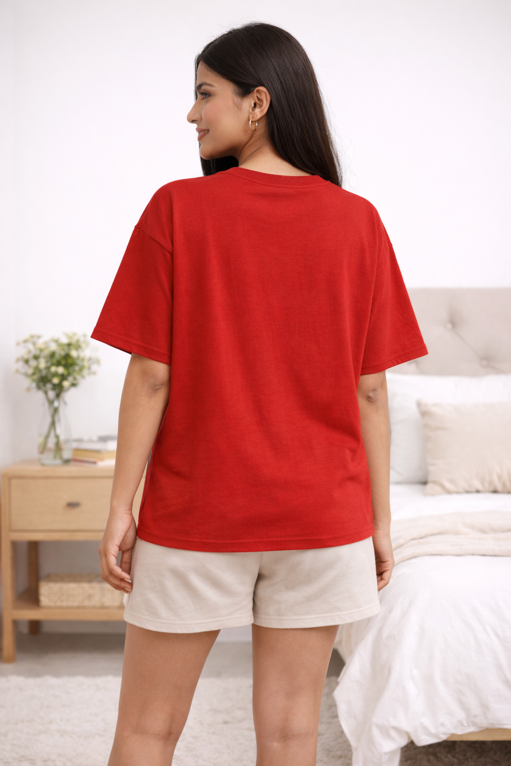 "No, You Do It" - Red Oversized Lazy Panda T-Shirt