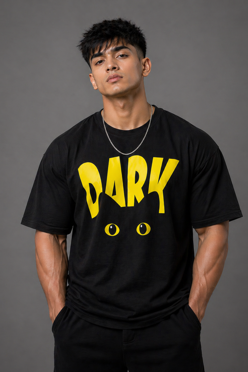 EZCOUTURE Black “DARK” Toothless Dragon Graphic Unisex T-Shirt – Drop Shoulder Streetwear Tee