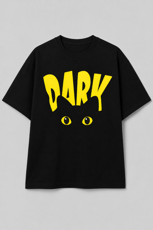EZCOUTURE Black “DARK” Toothless Dragon Graphic Unisex T-Shirt – Drop Shoulder Streetwear Tee