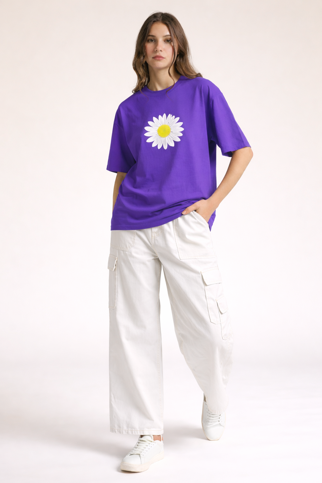 Daisy Flower Purple T-Shirt for Women – Aesthetic Cotton Tee