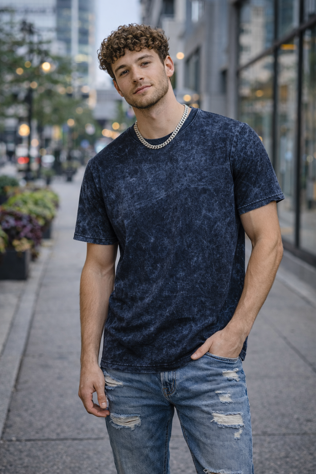 Acid Wash Oversized Drop Shoulder T-Shirt