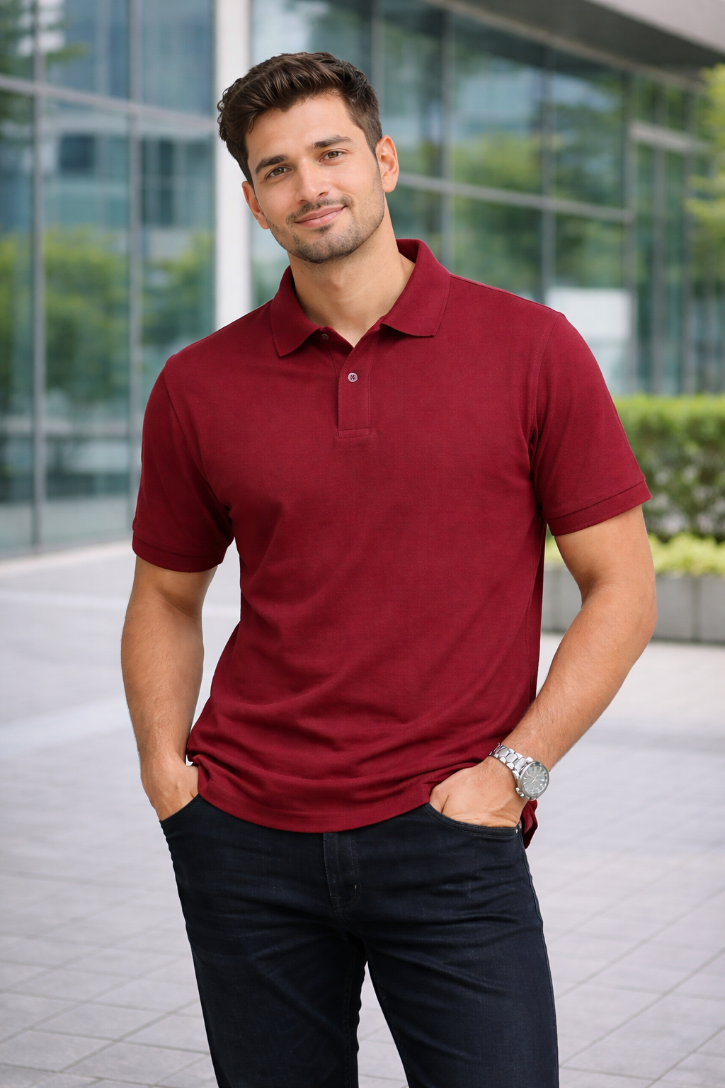 Men’s Classic Polo T-Shirt Red – Premium Smart Casual Wear | 240 GSM
