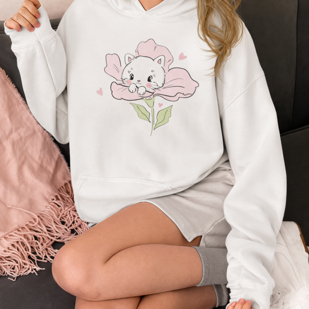 Girls Kitty Oversized Hoodie