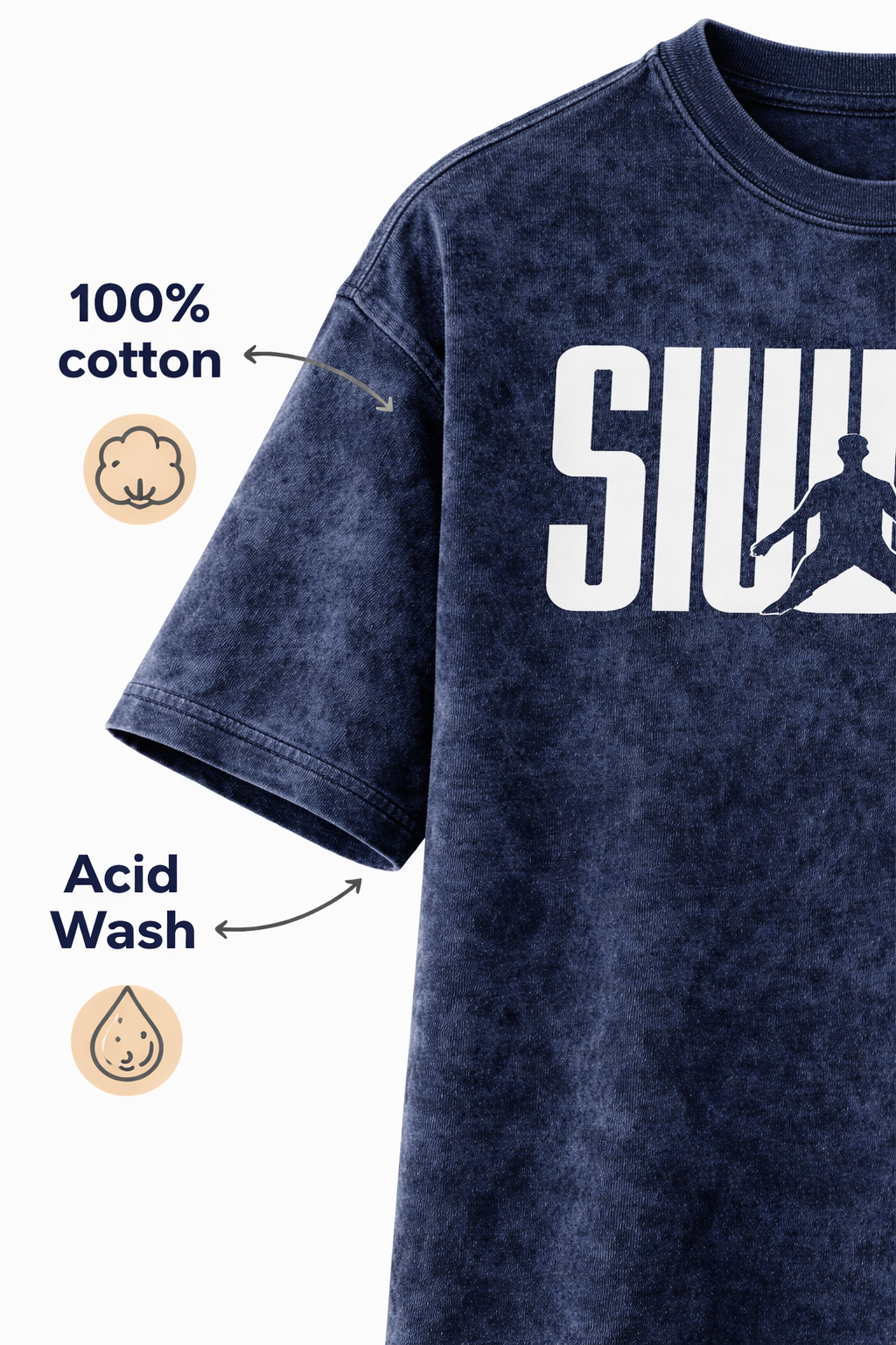 SIUUUU Oversized Acid Wash T-Shirt