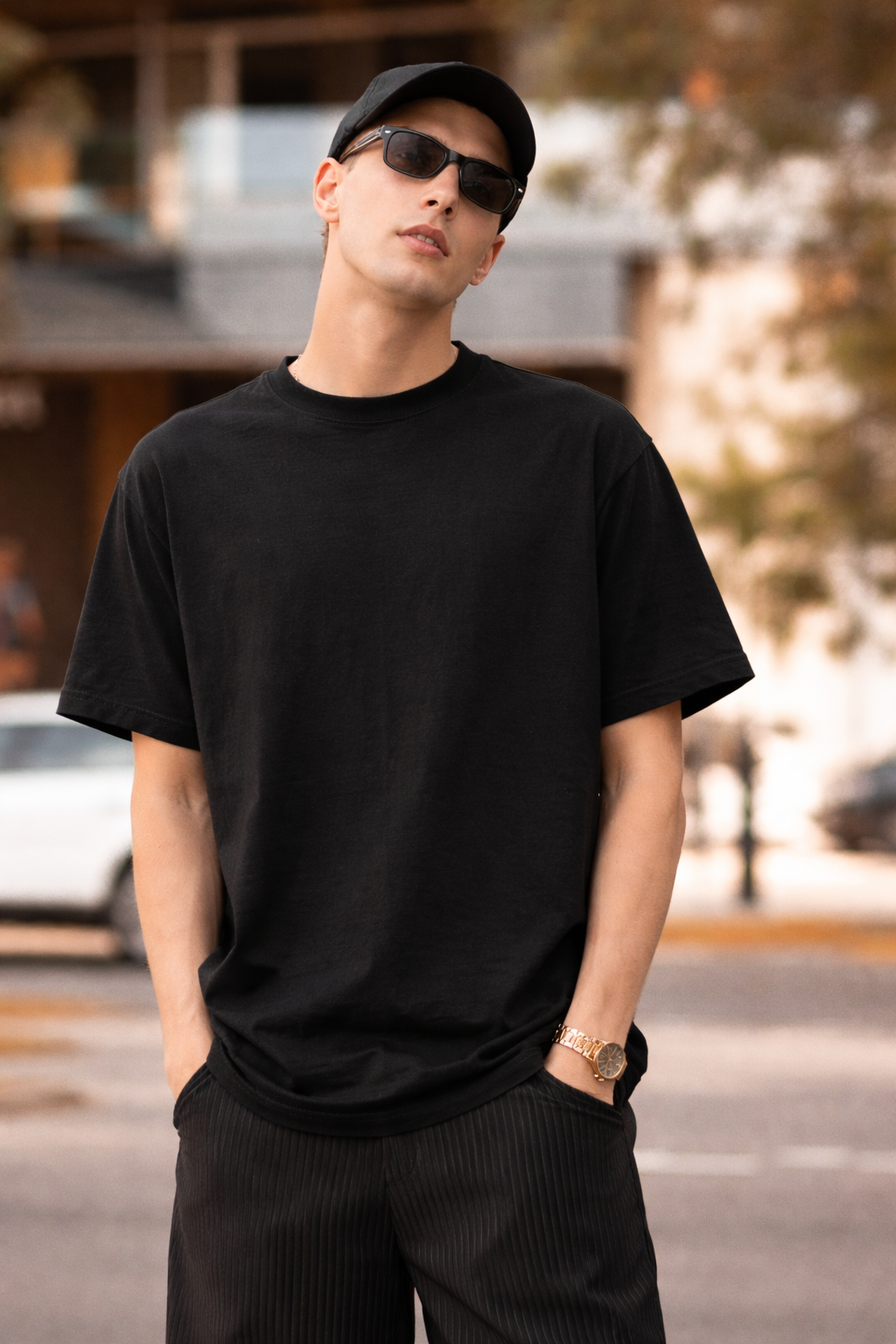 Men’s Black Back Off Skull Print T-Shirt | Premium Streetwear Tee | 240 GSM