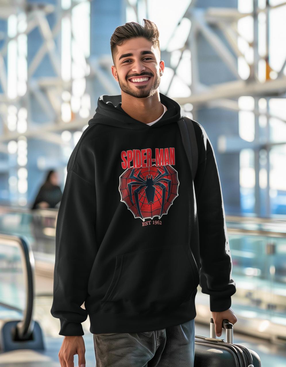 Spiderman Black Oversized Hoodie  - Drop shoulders