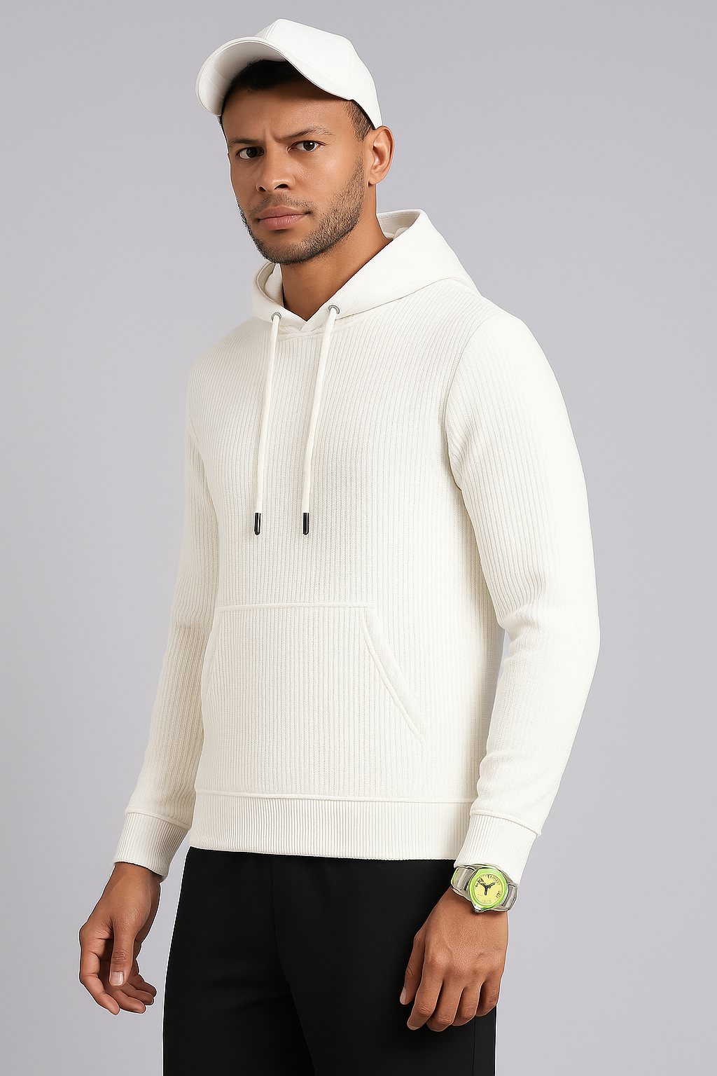 White Textured Hoodies