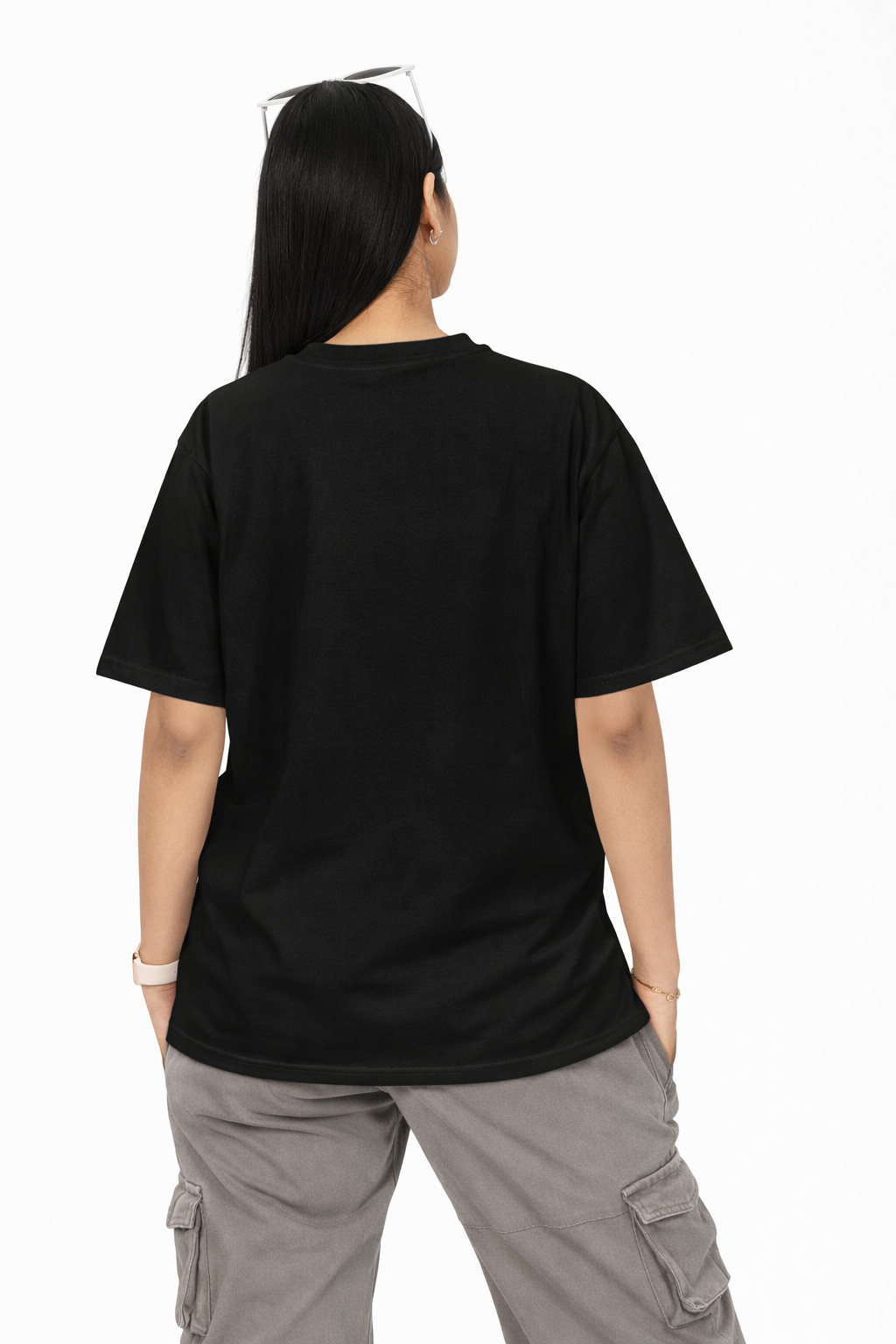 Burnout Oversized Drop Shoulder Black T-Shirt Girls/Women