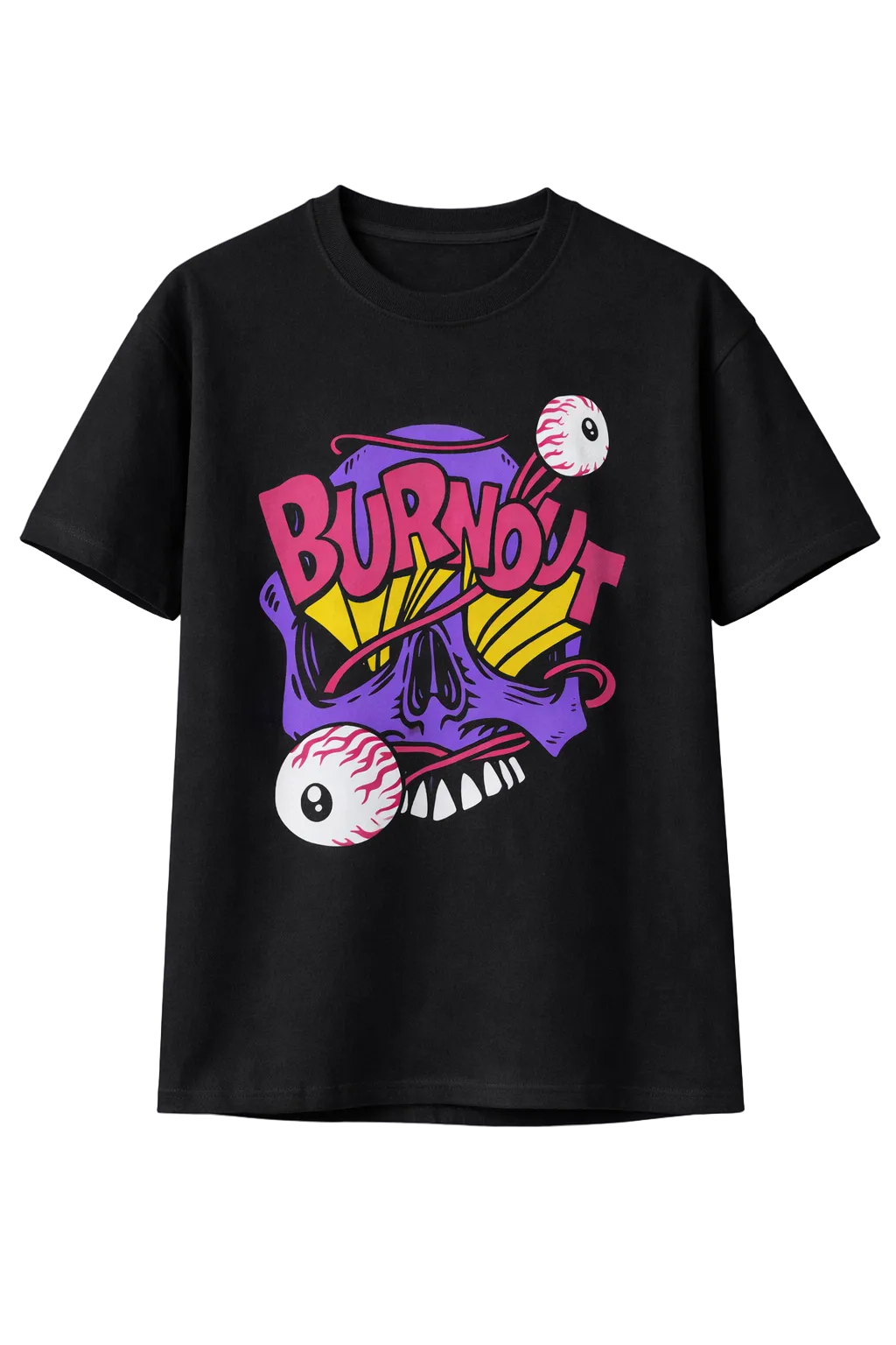 Burnout Oversized Drop Shoulder Black T-Shirt Girls/Women