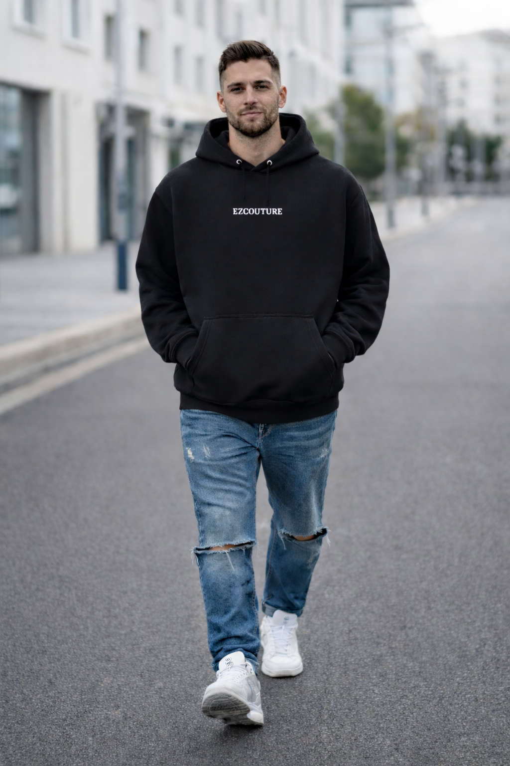 Black Oversized Brand Name Hoodie (GSM 320/430 )