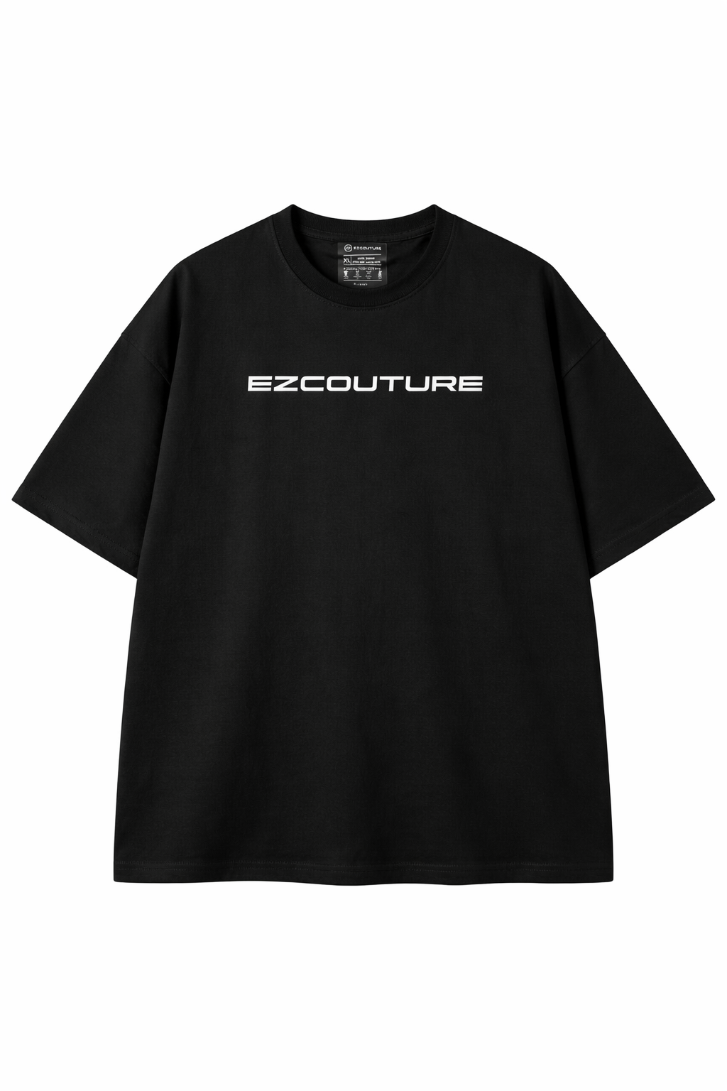 EZCOUTURE Black Oversized Drop Shoulder T-Shirt for Men | Premium Cotton Streetwear Graphic Tee