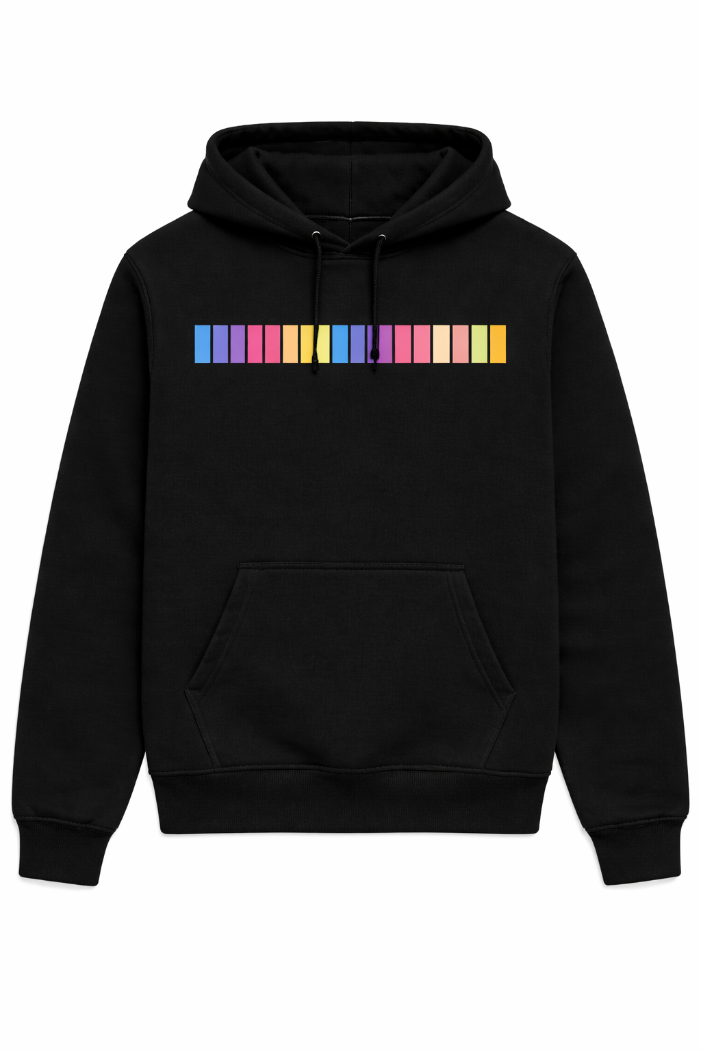 Black Oversized Hoodie - Multicolor Bar Print (GSM -320/430)