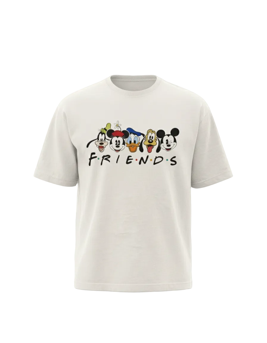 Friends Oversized Drop Shoulder White T-Shirt