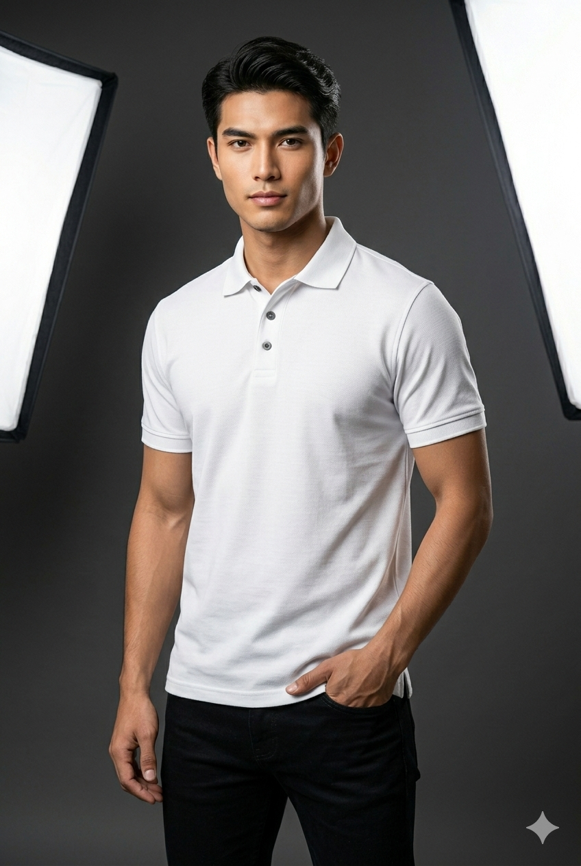 Men’s Classic Polo T-Shirt White – Premium Smart Casual Wear | 240 GSM