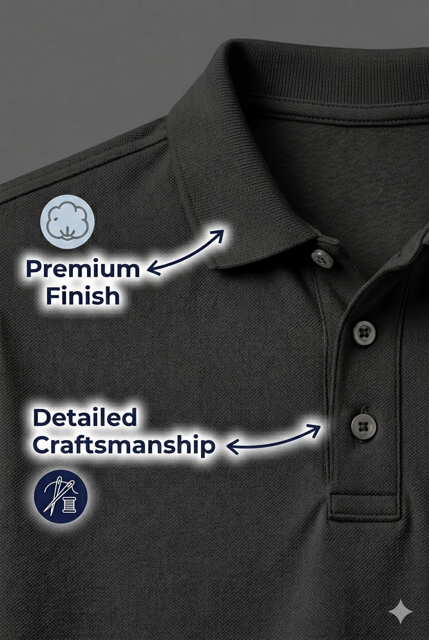 Men’s Classic Polo T-Shirt Black – Premium Smart Casual Wear | 240 GSM