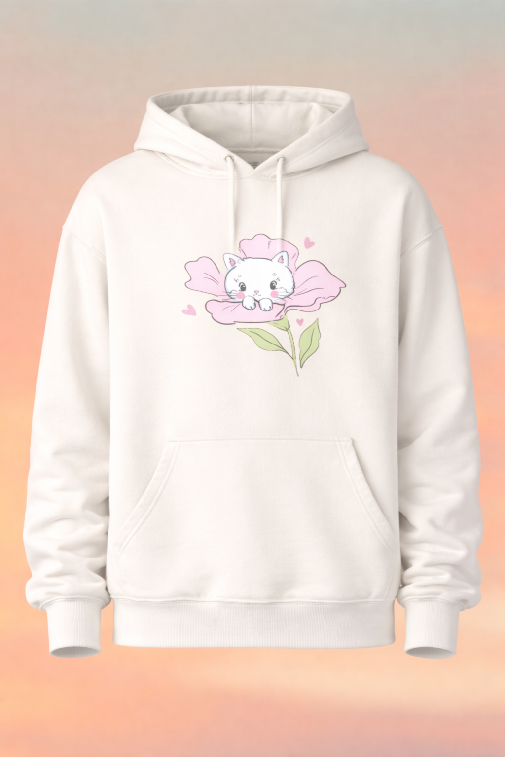 Girls Kitty Oversized Hoodie