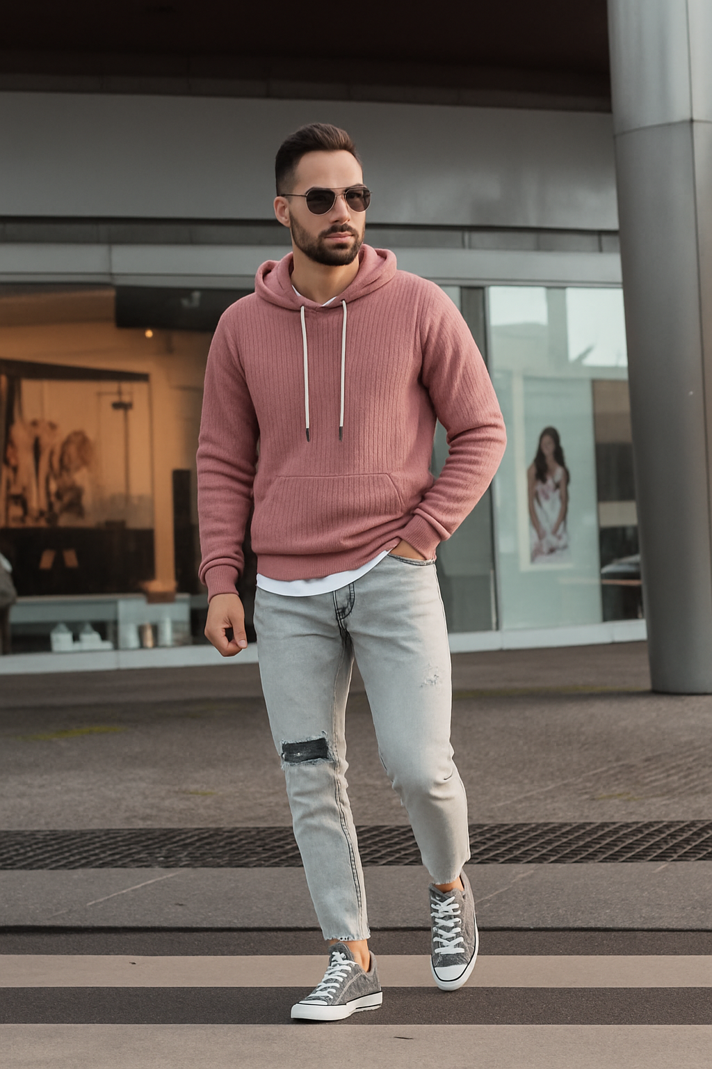 Dusty Rose Textured Hoodies