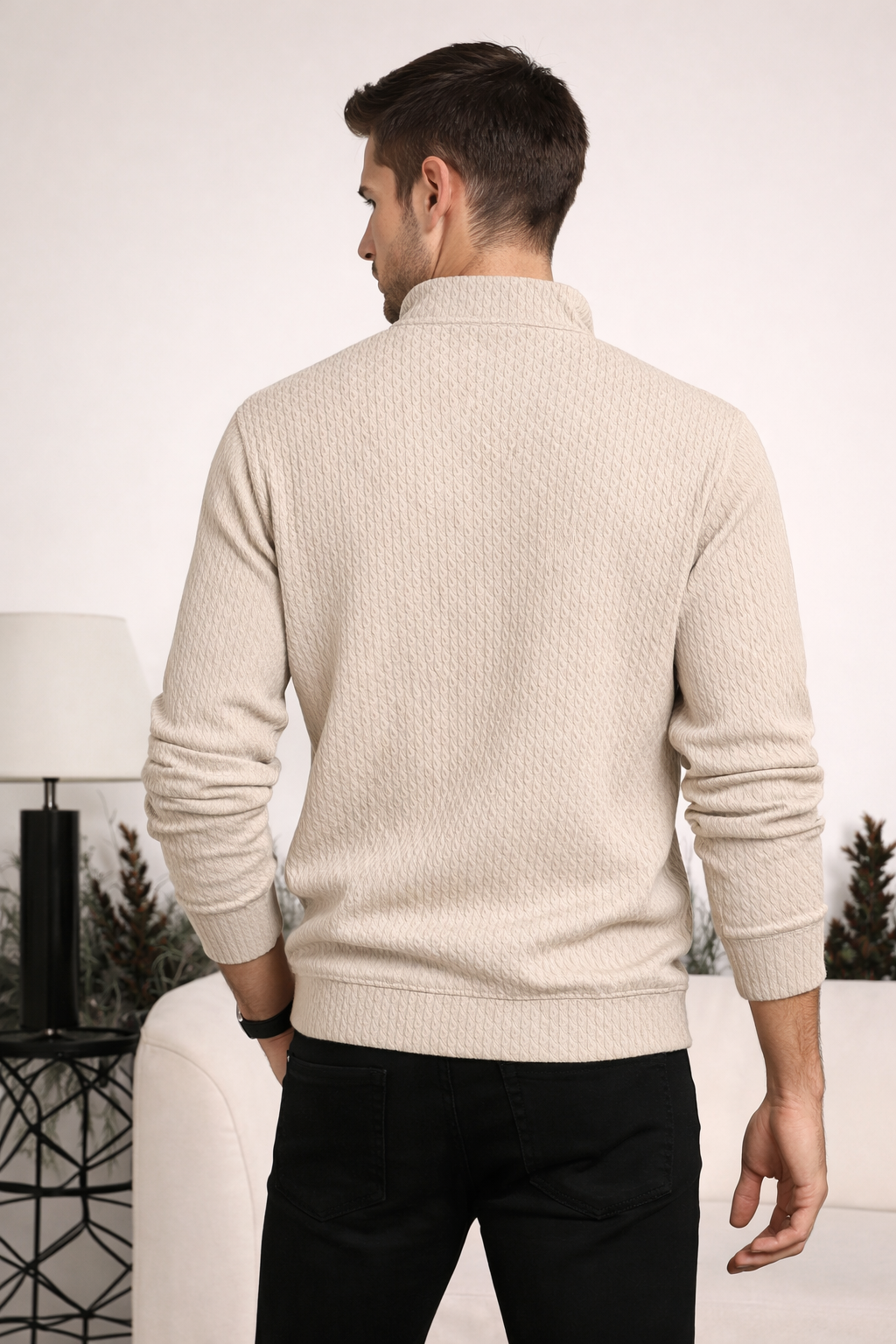 Beige Zipper Sweater