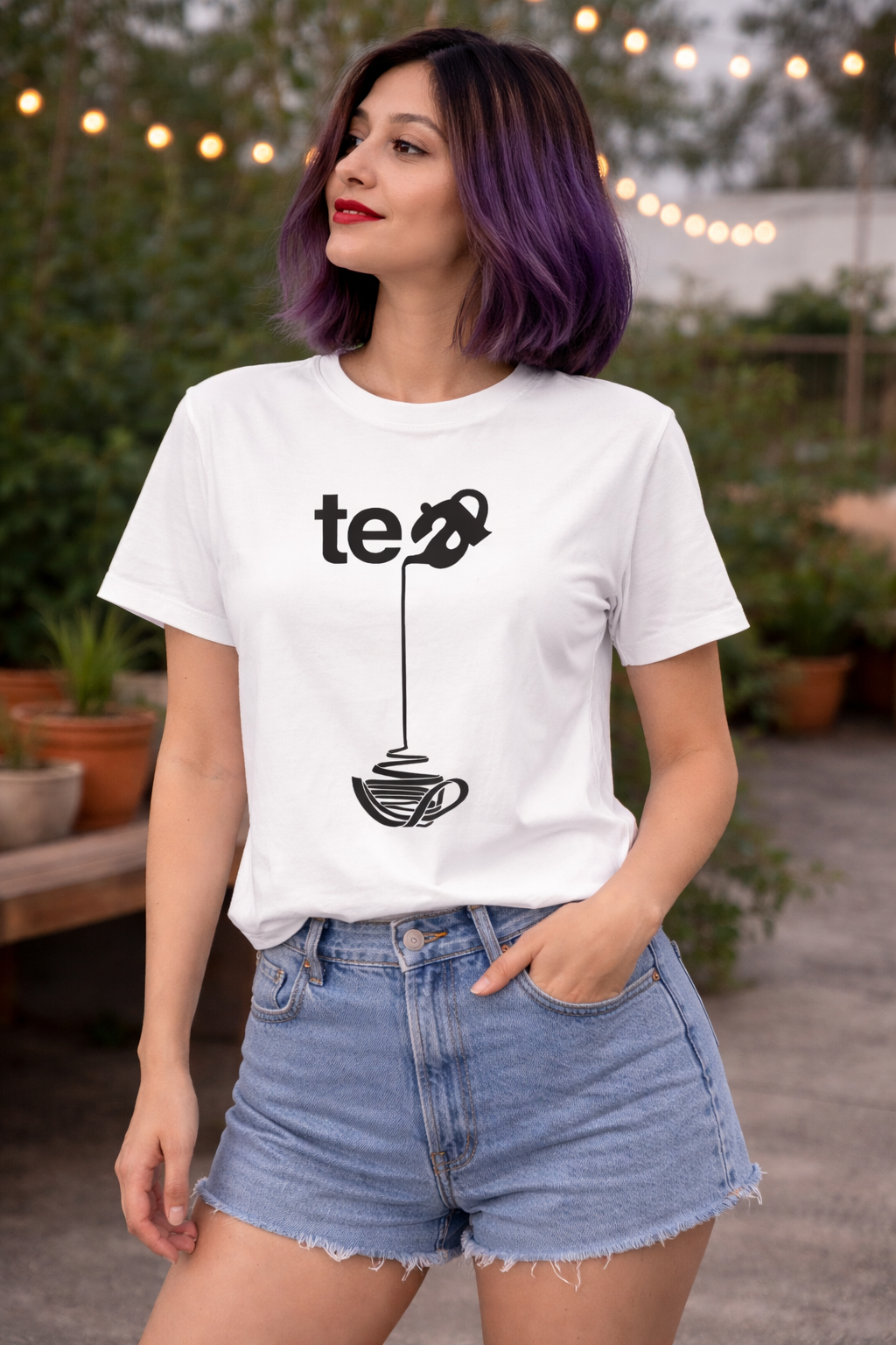 EZCOUTURE Tea Mocha Tea Tshirt Girl