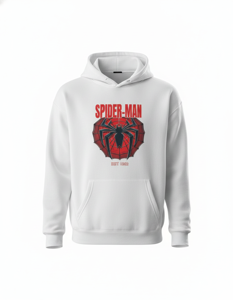 Spiderman White Oversized Hoodie  - Drop shoulders