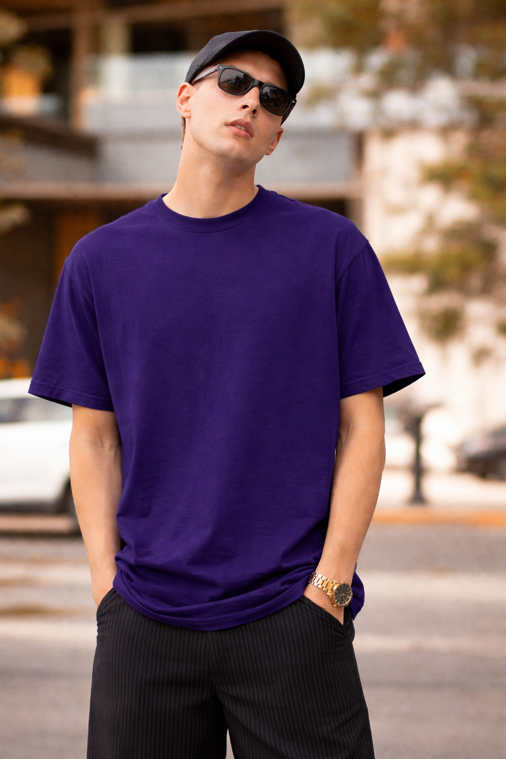 Backoff Oversized Drop Shoulder Blue T-Shirt